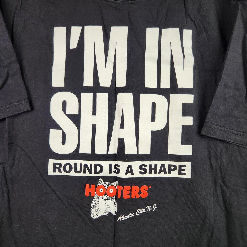 Vintage Hooters Shirt Mens XL Black Atlantic City Funny Graphic Logo Humor Y2k